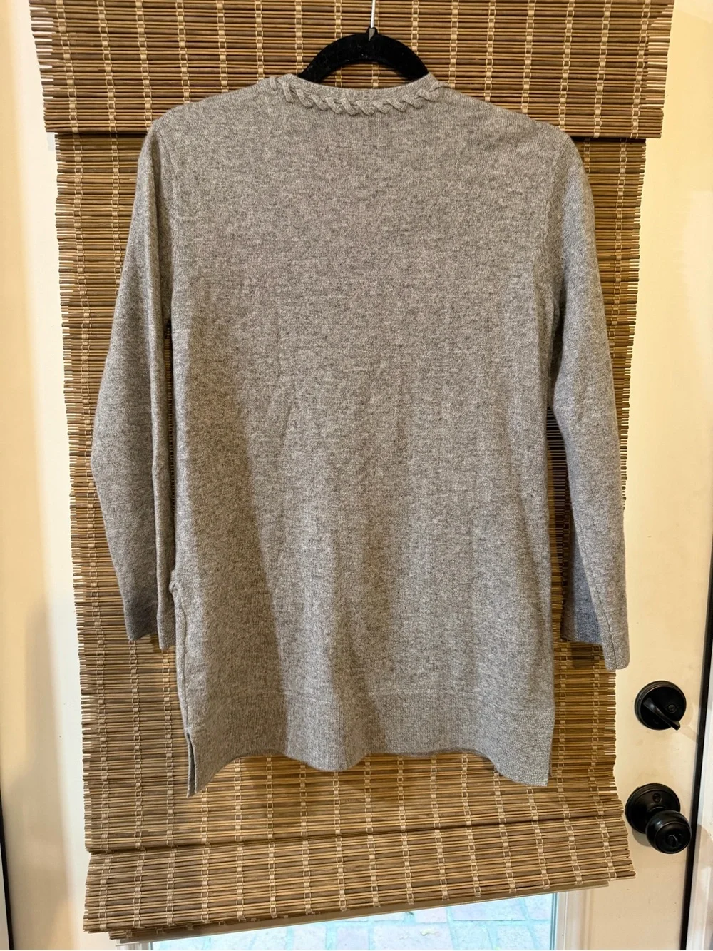 Tory Burch 100% Cashmere Heather Gray V-Neck Sweater with Pockets